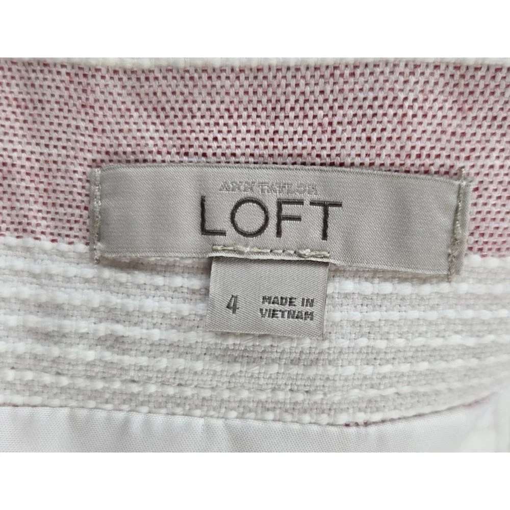 LOFT Women's A-line Knee Length Lined Skirt Back Zip Vented‎ Pink White Size 4